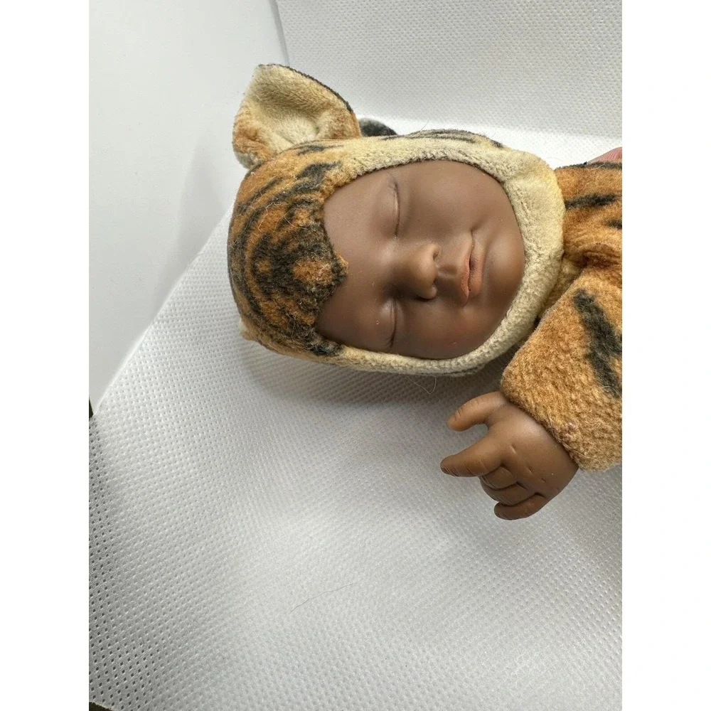 Anne Geddes Tiger Baby Dark Skinned Beanie Plush Stuffed Animal Vtg Doll 9